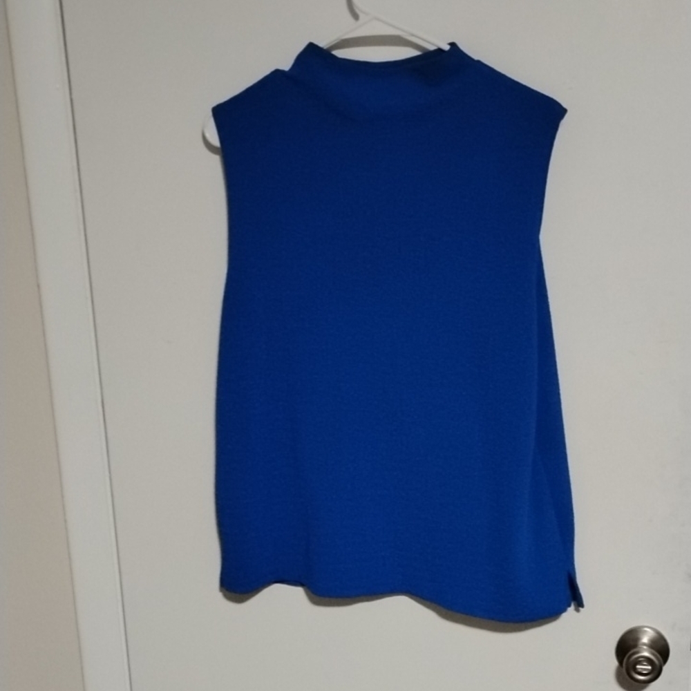 Royal Blue Sleeveless Crew Neck Boxy Tank Top